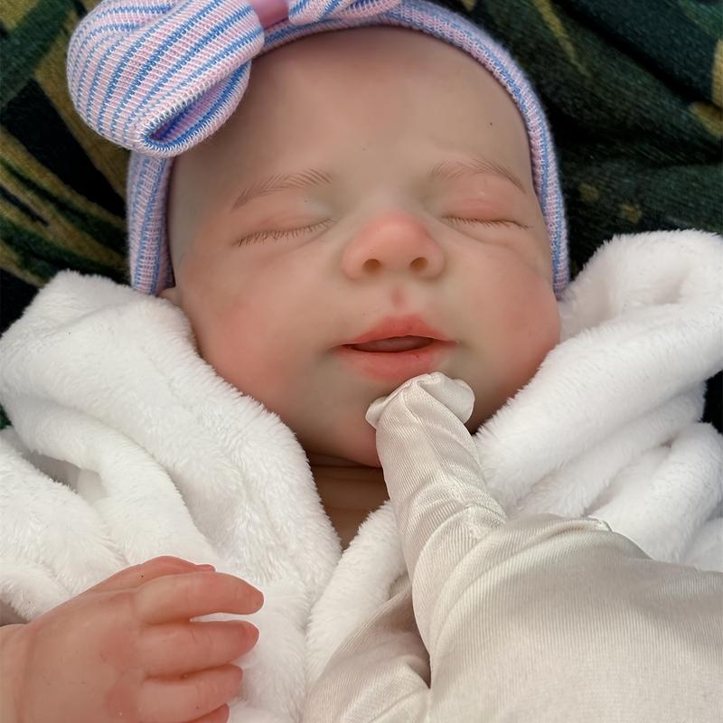 18 Inch Cuddly Can Open Mouth Pascale Full Body Solid Silicone Girl Doll With Painted Bald 3D Painted Skin Handmade Waterproof Flexible Newborn Doll For Kid's Gift And Present