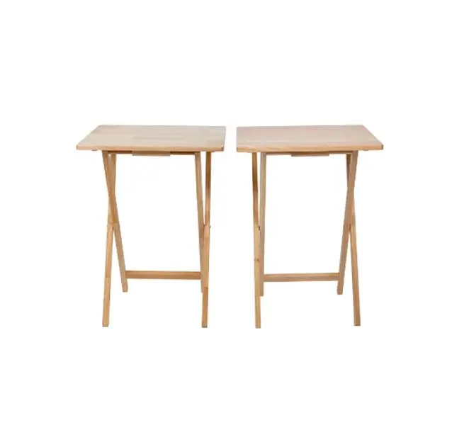 Mainstays Rubberwood Folding TV Tray Table, Natural (Set of 2)