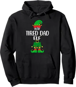 I'm The Tired Dad Elf Christmas Party Family Matching Xmas Pullover Hoodie - Salvadorata Shop 60B0DJ85DKQL