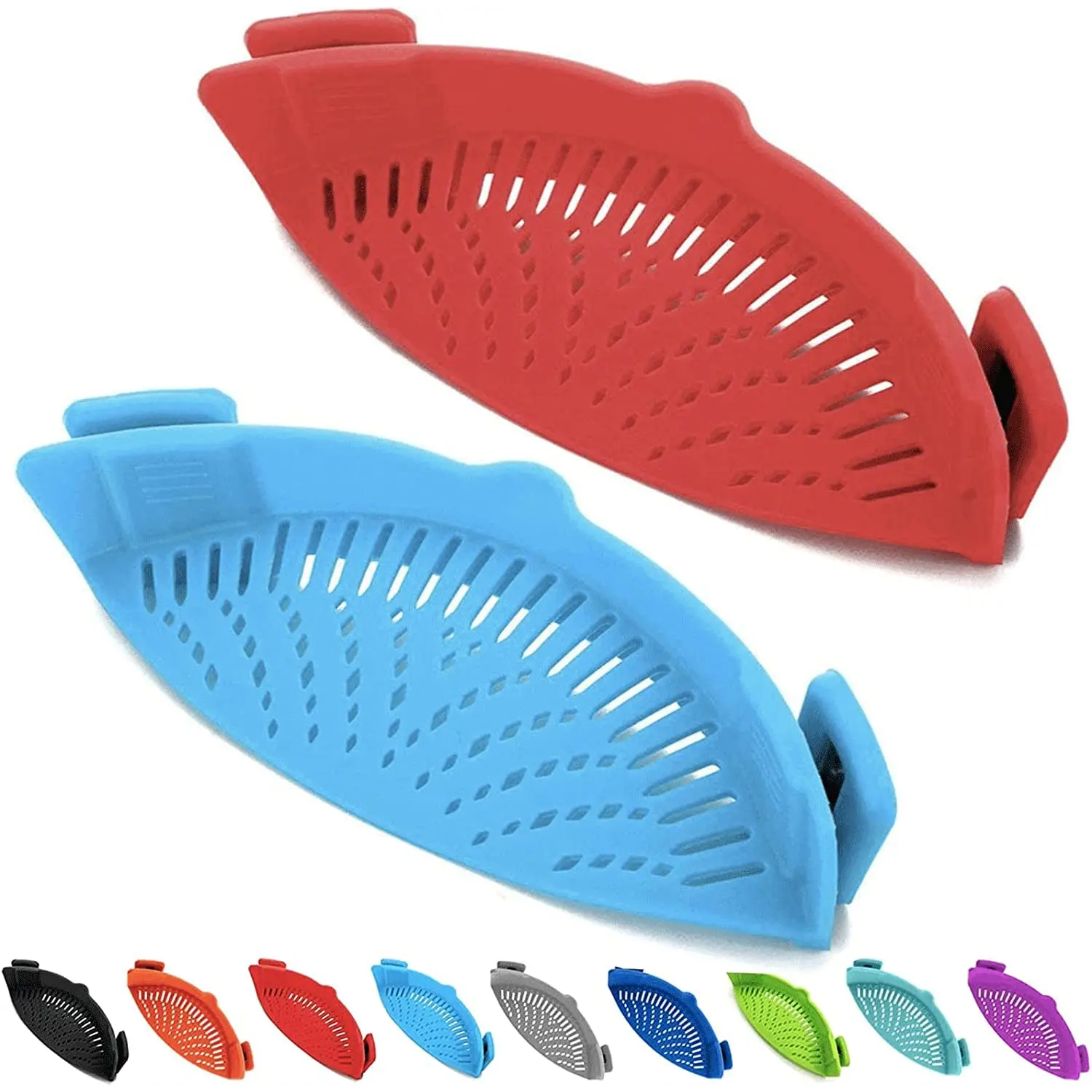2 Pcs Clip on Strainer, Pot Strainer for Pasta Meat Vegetables Fruit, Silicone Strainer - Fit All Pots and Bowls. Kitchen Traditional