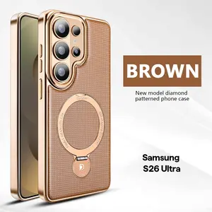 Sharp Edge Series 360° Rotatable Magnetic Invisible Bracket Phone Case, compatible with Samsung Galaxy S26 Ultra, S25 FE, S24 Plus, S23 Ultra. Shockproof protective cover with durable and stylish design.