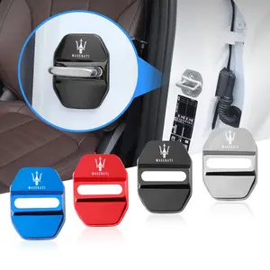 4Pcs Car Door Lock Cover Stainless Steel Protection Accessories For Maserati Levante Ghibli MC20 Grecale Quattroporte GranTurismo President GranCabrio Coupe Spyder