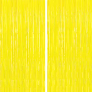 2PC Yellow Backdrop Curtain for Birthday Party Decorations, Yellow Streamers Fringe Backdrop Birthday Decorations, Foil Fringe Curtains Party Decorations