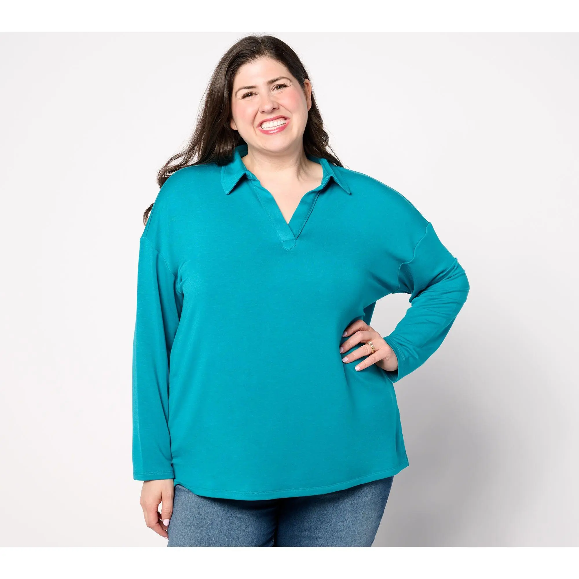Belle by Kim Gravel MegaModal Polo with Raw Edges