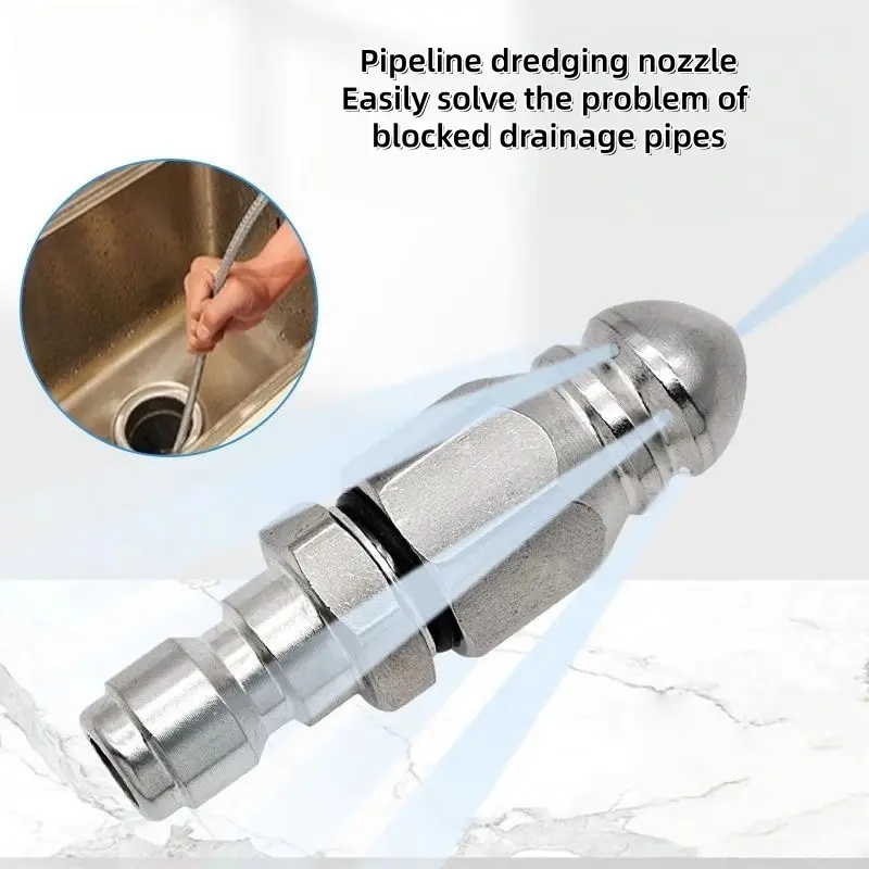 2 Piece Sewer Cleaning Tool Set, Durable Stainless Steel Pressure Washer Accessory, Ideal for Draining & Cleansing Tasks, High Pressure Hose