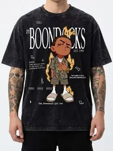 Riley Freeman Mineral Wash T Shirt, The Boondocks Flame Graphic Tee, Vintage Washed Oversized Streetwear Anime Shirt, Savage Meme Tee, Viral TikTok Gift