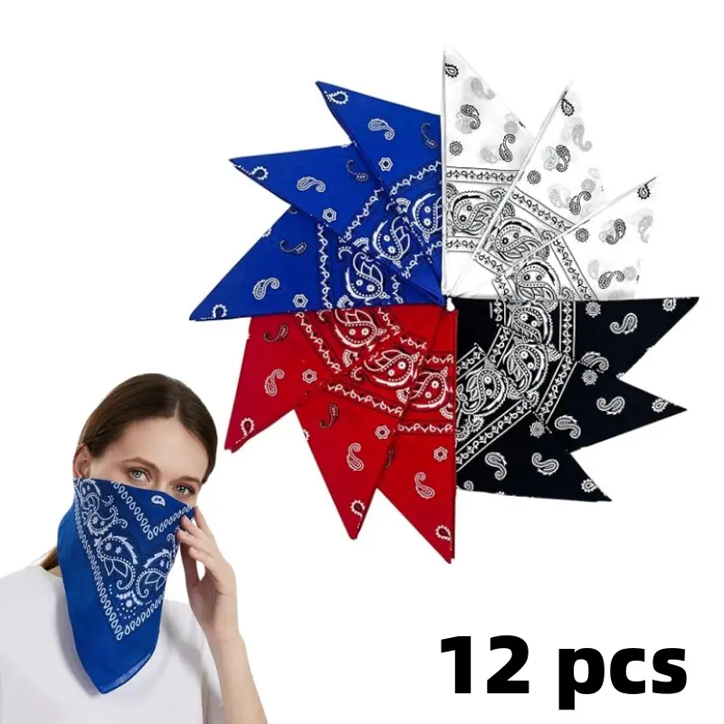 12 piece Paisley Square Scarf Set -22 inch, reusable square headscarf, suitable for Bohemian style, music festival dressing, daily wear