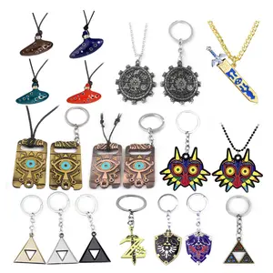 2pcs Zeldas Hylian Shield Keychain Breath of The Wild Sheikah Eye Majora's Mask Sword Triforce Symbol Pendant Key Chain Men Jewelry