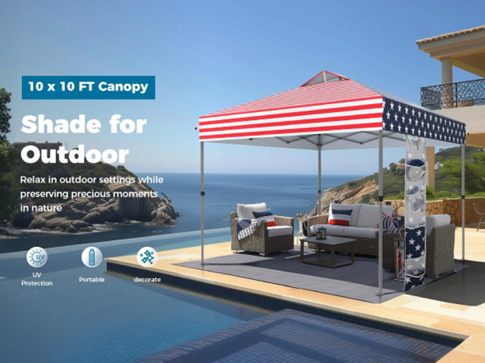 [Waterproof & UV-Resistant] PHI VILLA 10x10ft/ 12x12ft Pop-up Canopy Tent, Instant Portable Canopy Tent Outdoor Gazebo, One-Push-To-Lock Outdoor Gazebo with Roller Bag