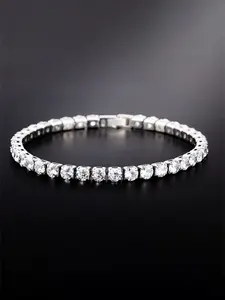 Luxury Hiphop Iced Out 4mm Cubic Zirconia Crystal Tennis Bracelets For Women Men Gold Color Silver Color Bracelet Chain Jewelry Dainty Crystal Bracelet