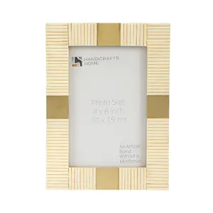 Handicraft Home Handmade Deco Picture Frame Resin & Brass Inlay White in 3 sizes