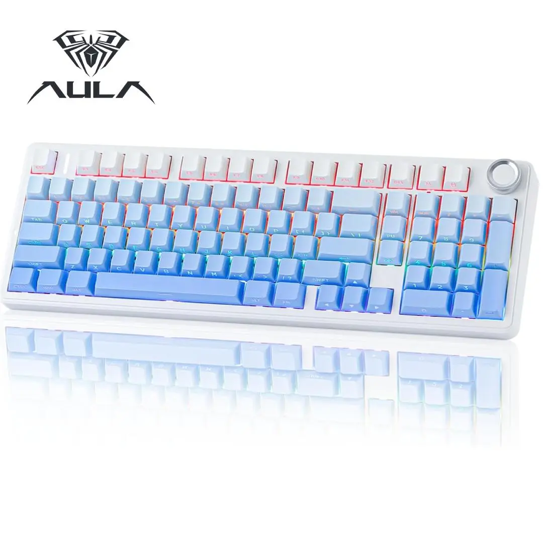 (Hot)Aula F99 Pro Mechanical Keyboard, Hot Swappable Custom Gaming Keyboard, Tri-Mode BT5.0/2.4GHz/USB-C Creamy RGB Keyboard with Numpad PBT Keycaps Multifunction Knob for MAC PC Gamer