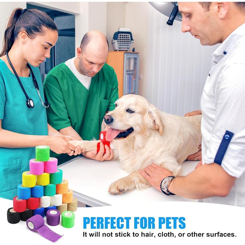 Rainbow Pack of Athletic Tape for Sports,Wrist,Ankle Self Adherent Cohesive Wrap Bandages 2 Inches X 5 Yards, First Aid Tape, Elastic Self Adhesive Tape (24PCS)