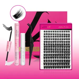 VEYESBEAUTY VB-Rise Volume Cluster Lashes Individual Lash Extensions Layered Fluffy Eyelashes Wispy Faux Mink Lash Newbie's Five-Second DIY Mixed Length Large Tray for Self Application Makeup at Home Cosmetic Eyelashes Extensions