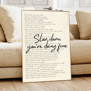 Slow Down You're Doing Fine Poster, Billy Joel, Vienna Wall Art, Affirmation Motivational Room Art Decor, CUSTOM VERSION Vintage Aesthetic Print - No Frame