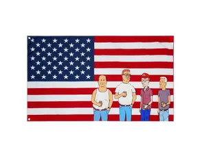 Funny American Flag Cartoon Banner, Humor Meme Wall Decor, Man Cave Garage Flag, Gift for Husband Boyfriend, Large Tapestry Poster