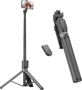 71" All-in-1 Portable Aluminium Tripod-Selfie Stick, Extendable Stand with Wireless Remote, Adjustable Compact Mount for iPhone, Android Smartphones & Cameras