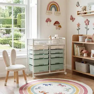 Tribesigns Rolling Craft Cart with 10 Drawers, Art Craft Organizers and Storage with Lockable Wheels, Utility Cart for Organizing Arts and Crafts,Yarn,Toy, School Supplies,Nail Product