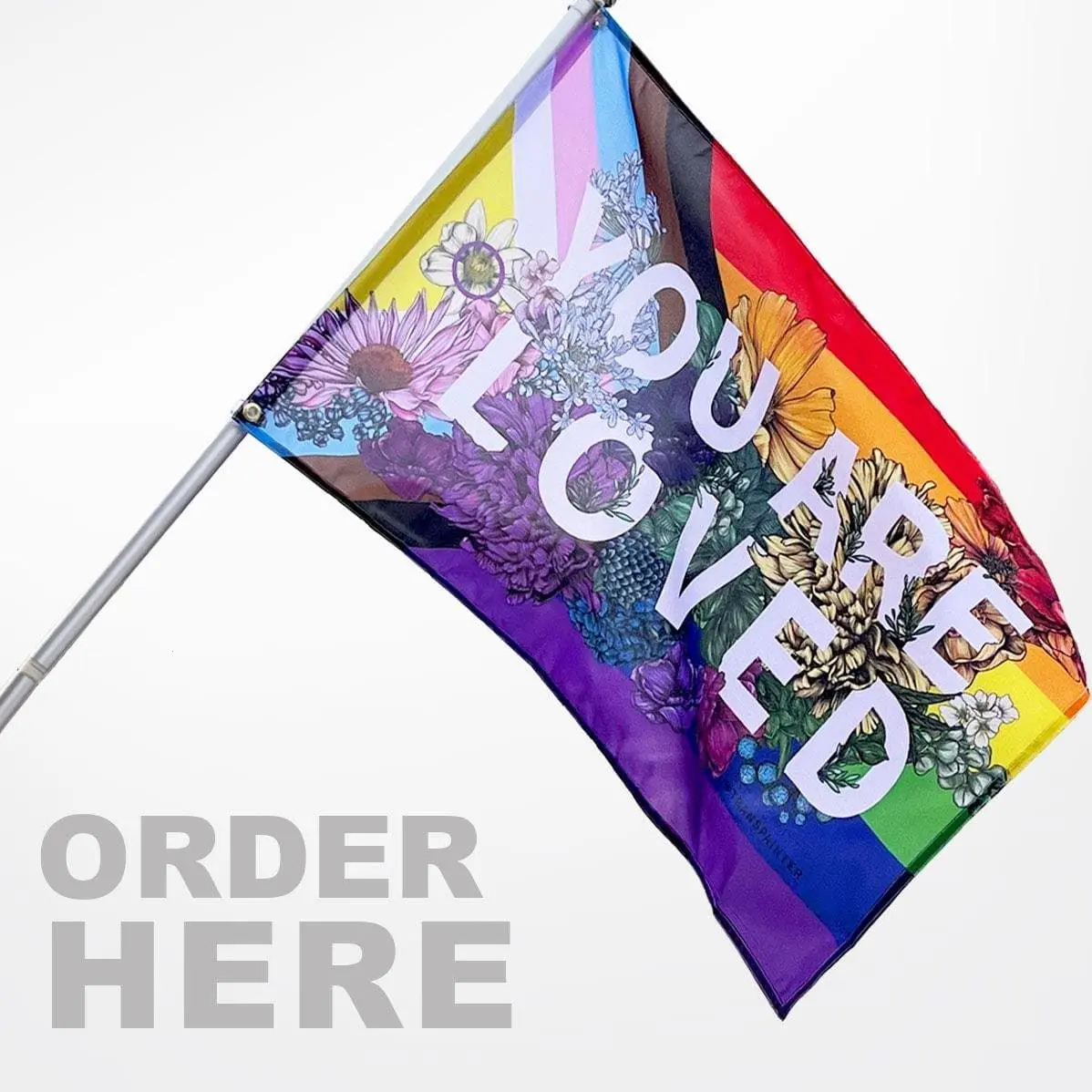 You Are Loved Pride Parade Flag:  Inclusive LGBTQ Rainbow Banner