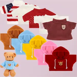 10Pcs Plush Doll Clothes Set for 14-18 Inch Teddy Bears - Includes Hoodie, T-Shirt, Sweater, Hat, Glasses - Kawaii DIY Outfits for Stuffed Animals, Build-A-Bear Type