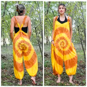 Tie Dye Hippie Dungarees Overalls Jumpsuits Rompers Pants