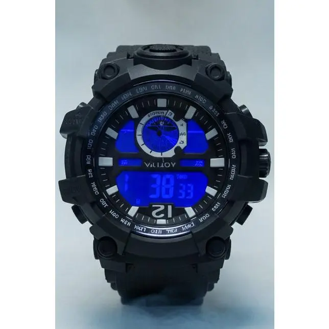 Activa by Invicta ACW432-005 Men’s Tactical Accessories Sporting Oversized Round Dial Watch - 52mm Black, Polyurethane Band, EL Night Glow, Alarm, 30m Water Resist, Bold Engineering