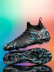 Men's Random Pattern Lace Up Soccer Shoes, Comfortable Breathable Football Shoes, Professional Football Cleats, Football Boots for Outdoor Training & Competition