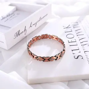 Valentine's Day  Women's leaf bracelet, pure copper magnetic bracelet with diamonds, 3500 gauss effective magnet, outdoor fun ultra charm jewelry  adjustable lady christmas party gift boho style bangle bracelet exquisite elegant light luxury jewelry gift