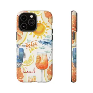 Italian Summer Spritz Beach Phone Case, Summer Vibes, Beach Scene, Colorful Tough Case Phone Cover