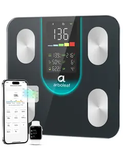 Arboleaf Bathroom Smart Scales with 4-Electrode BIA for Accurate Weight & Fat Measurement 7-in-1 Display BMI Body Fat Muscle Mass 14 Metrics App Trend Tracking Max 400lb Healthcare
