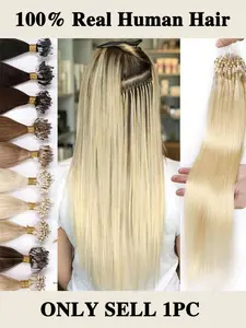 Loop Micro Ring Hair Extensions Human Hair Fusion Hair Machine-Remy Natural Straight Keration Fishing Line Extension 12-22inch 30G 50S