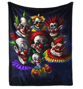 Sinister Clown Horror Blanket, Dark Circus Inspired Flannel Throw Blanket, Ultra Soft Warm Fleece Blanket for Bedroom Sofa Couch, Halloween Gothic Decor Gift