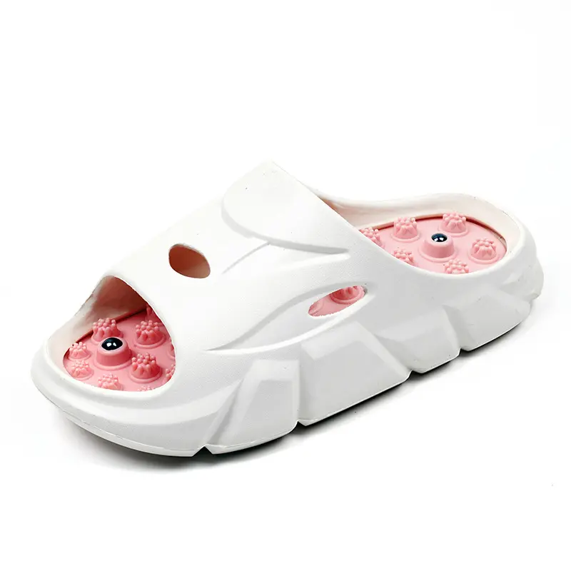 Women's Acupressure Reflexology Massage Slippers, Magnetic Foot Massager Slides with Non Slip Breathable Thick Sole, Suitable for Summer Indoor Use at Home, Ideal for Foot Pain Relief and Daily Relaxation Pink Footwear