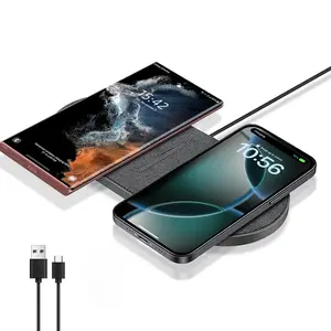 Dual Phone Wireless Charging Pad for Samsung Galaxy & iPhone Fast Charger Mat for Galaxy S25 S24 S23 Ultra iPhone 17 16 15 14 13 12 11 Pro Max X XS Airpods Pro 4 3 2