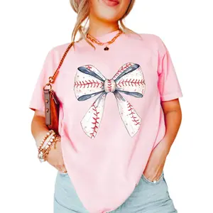 Baseball Bow Tshirt, Coquette Baseball Shirt, Baseball mom Tshirt