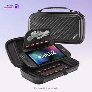 JSAUX Carrying Case Compatible with Nintendo Switch 2 2025, Protective Hard Shell Case with 15 Game Card Slots, Portable Travel Bag for Switch 2 Console and Accessories, Black