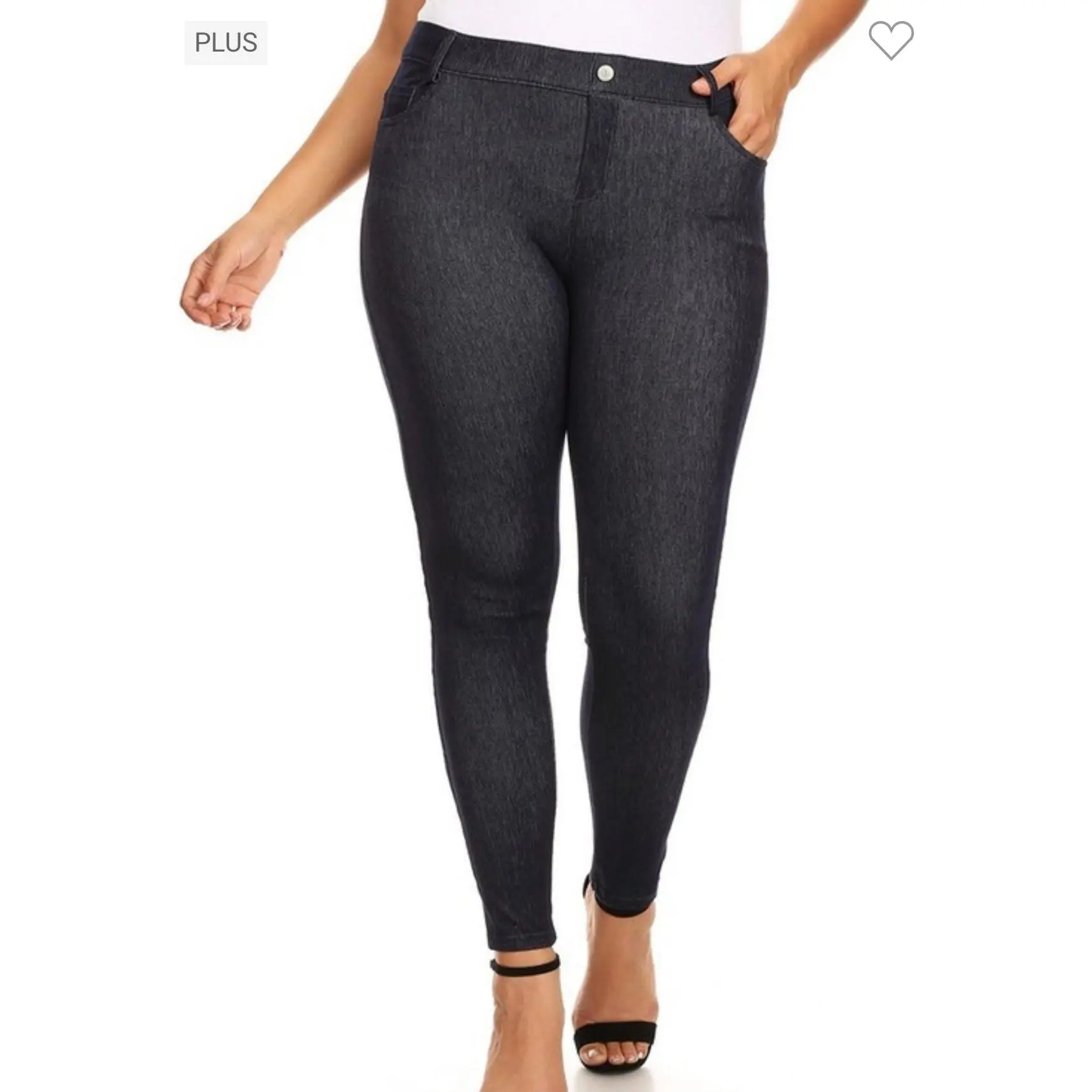 LEG-3 {All I Want} Navy Blue Full Length Denim Jeggings PLUS SIZE L/XL XL/XXL