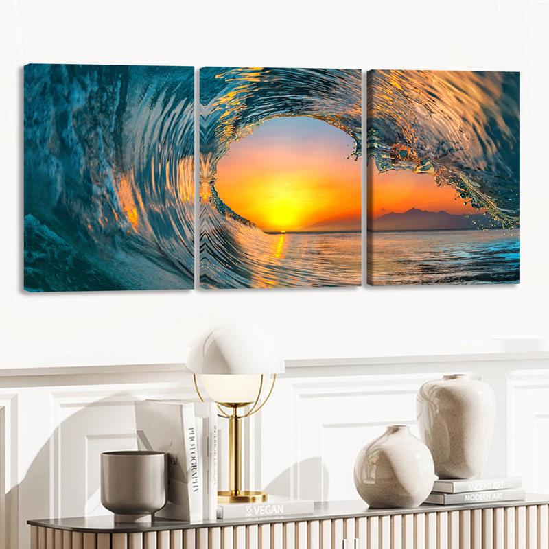 3Pcs Wooden Framed Canvas Painting, Ocean Sunset Beach Waves Scene, Exquisite Poster, Home Decoration, Pattern Wall Art Decor, For Living Room, Bedroom, Office, Restaurant, Bar Wall Decor, Odorless, Painting, Print Artwork. 3Pcs Wooden Framed Canvas Painting, Ocean Sunset Beach Waves Scene, Exquisite Poster, Home Decoration, Pattern Wall Art Decor, For Living Room, Bedroom, Office, Restaurant, Bar Wall Decor, Odorless, Painting, Print Artwork.