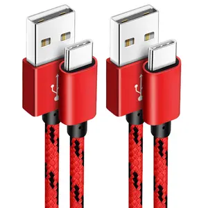 Borz USB Type C Cable,USB A to USB C 3A Fast Charging (6ft 2-Pack) Braided Charge Cord Compatible with iPhone 15 16 17 Pro Max,Samsung Galaxy S10 S9 S8 Plus,Note 9 8,A11 A20 A51,LG G7 V30 V35,Moto Z2 Z3 Smartphone Device Charger