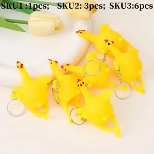 Mini Rubber Chicken Keychain Set, Fun Relaxation Toy, Funny Joke Gift, Chicken Accessories, 1/3/6 Pieces, Cute and Unique Keychains