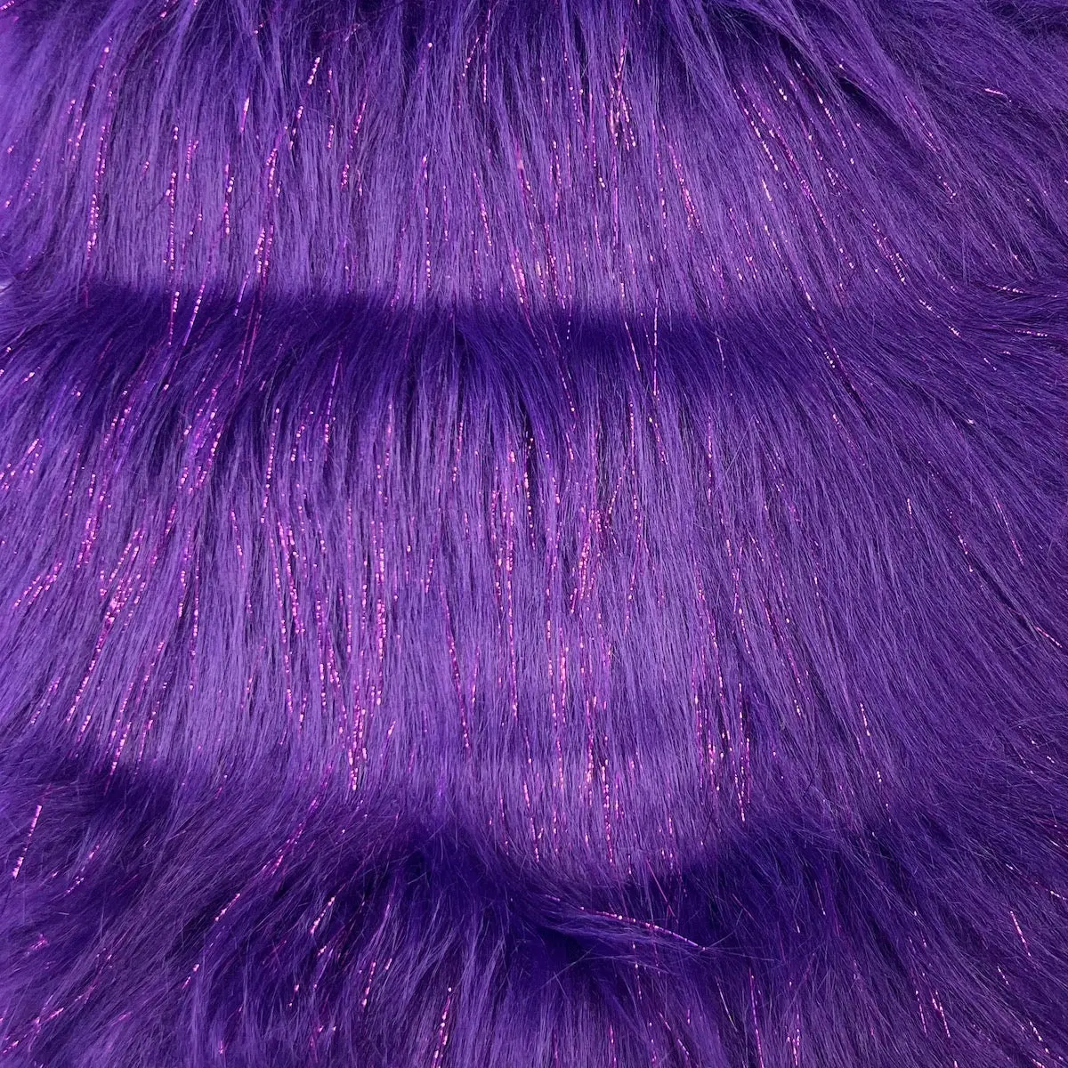 Tinsel Sparkle Glitter Long Pile Shaggy Faux Fur Fabric