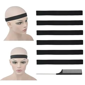 6 count Elastic Band Lace Melting Bands Adjustable Wig Headbands for Lace Frontal Laying (Width 1 Inch)