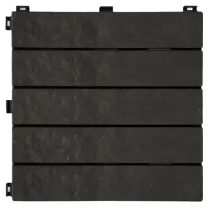 TierraVerde 12x12" Interlocking Outdoor Balcony Deck Tiles, 24-Pack, Slate Black