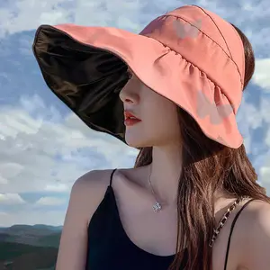 Black Vinyl Wide-Brimmed Hat with A Large Brim for UV Protection and Sun Protection. Breathable, Portable and Foldable.