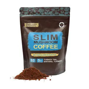 Slim Mushroom Coffee Blend (60 Servings) – Light Roast Colombian Coffee with Turkey Tail, Shiitake, and Turmeric organic instant coffee Beverage