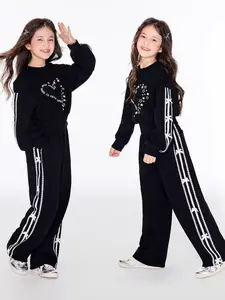 25 Autumn Girls Fashion Sweet Heart Casual Set for Big Girls Loose Sweatshirt and Sweatpants Sports Two-Piece Set Clothes Kids Star