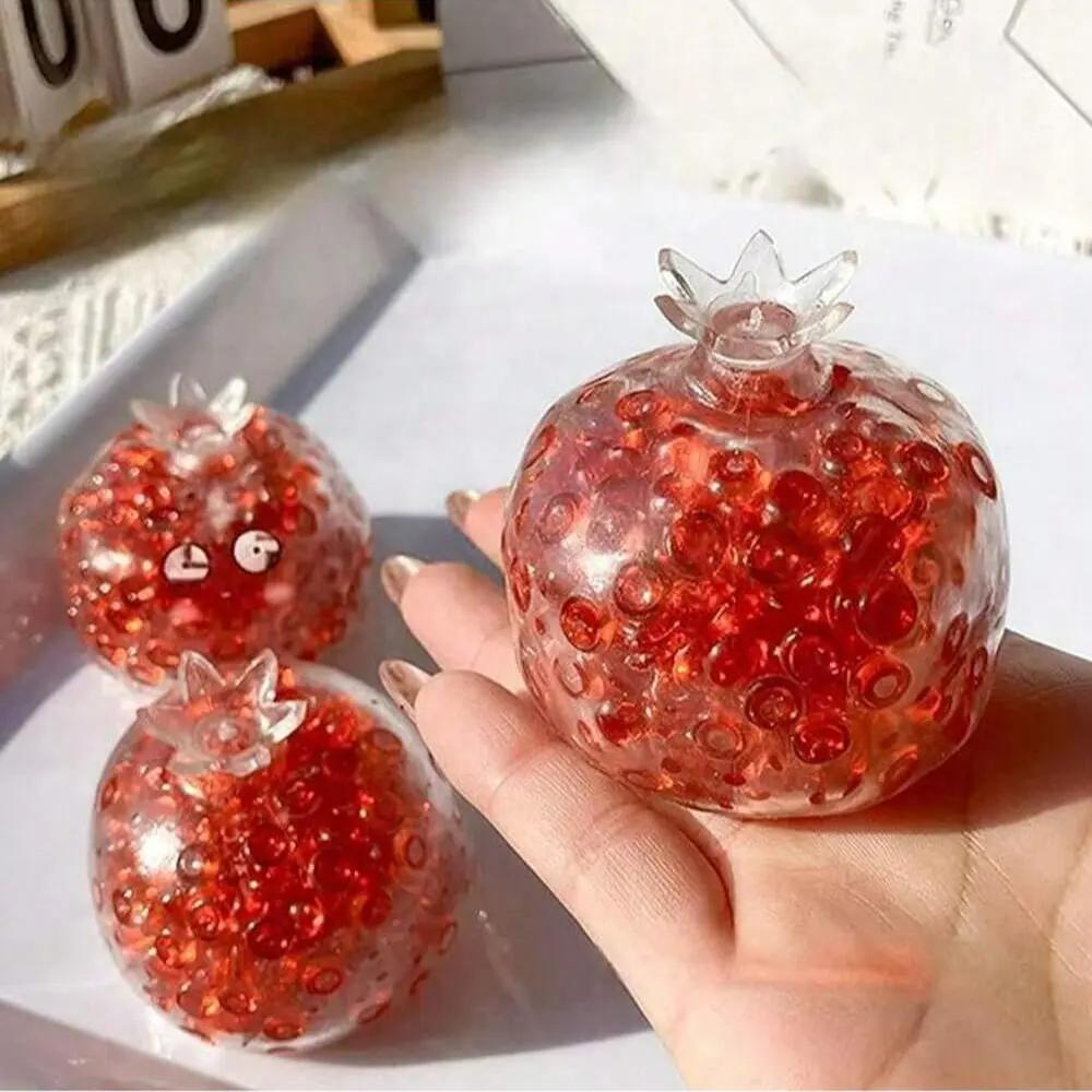 Handmade Pomegranate Crunchy Stress Ball,Soft Stretchy ASMR Fidget Toy,Moldable Vacuum Sealed Stress Balls,for Stress & Anxiety Relief,Aesthetic Desk Toy