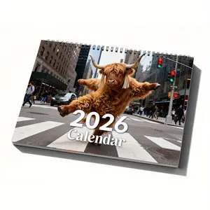 1pc Funny 2026 Highland Cattle Dance Calendar Monthly Planner with Color Coded Calendar Grid and Monthly View A Fun Gift for Animal Lovers, Dance Schedule Tracker for Farm Fans, Christmas Party Gift Idea