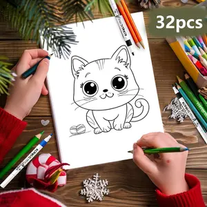 Cartoon Animal Pattern Coloring Card, 32pcs/set DIY Painting Card, DIY Painting Supplies for Birthday Gift and Creative Painting