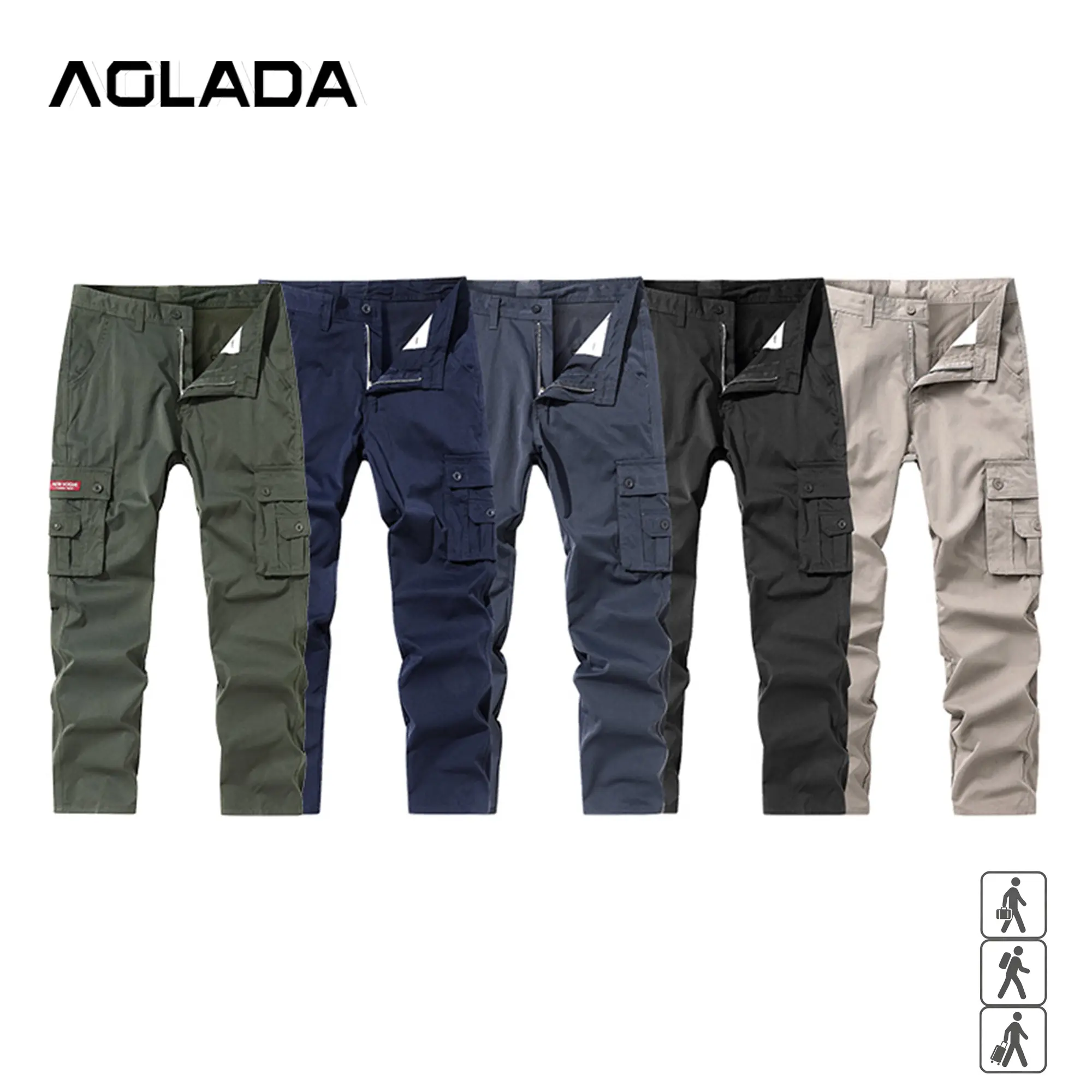 Men's Multi-Pocket Cargo Pants - Lightweight Polyester Straight Leg Utility Trousers, Zip-Decor Casual Streetwear, No-Logo Workwear,, Sizes 30-38, Fast US Shipping #CargoPants #Streetwear #TikTokMadeMeBuyIt Plain Menswear Menswear Beige